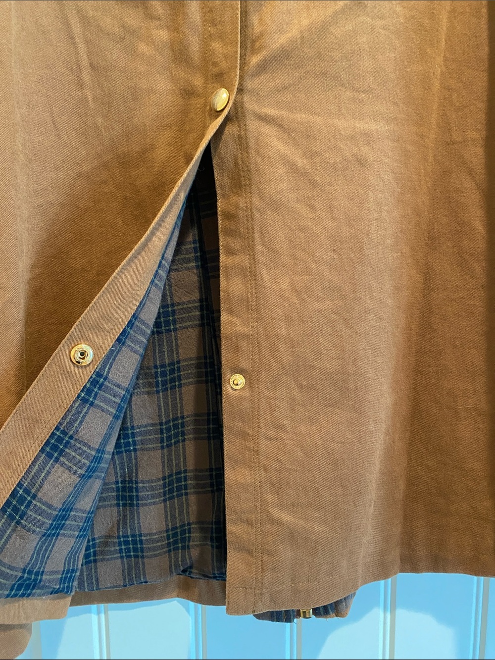 Brown Barn Jacket with Navy Corduroy Collar - Picture 4 of 4